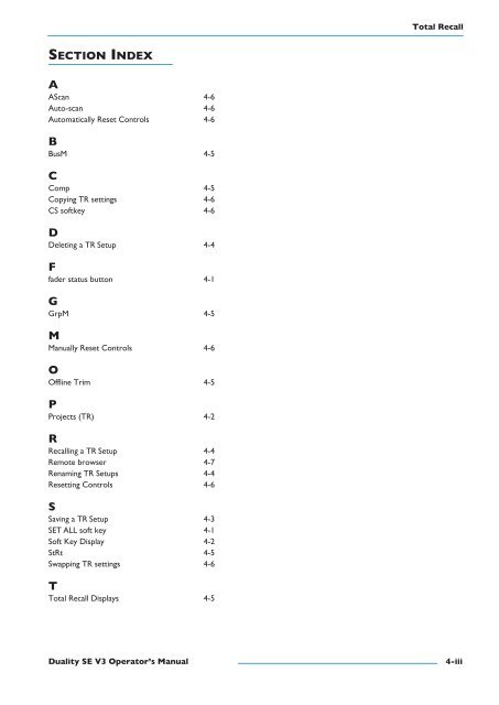 Duality SE Operator's Manual - Solid State Logic