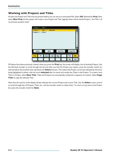 Duality SE Operator's Manual - Solid State Logic