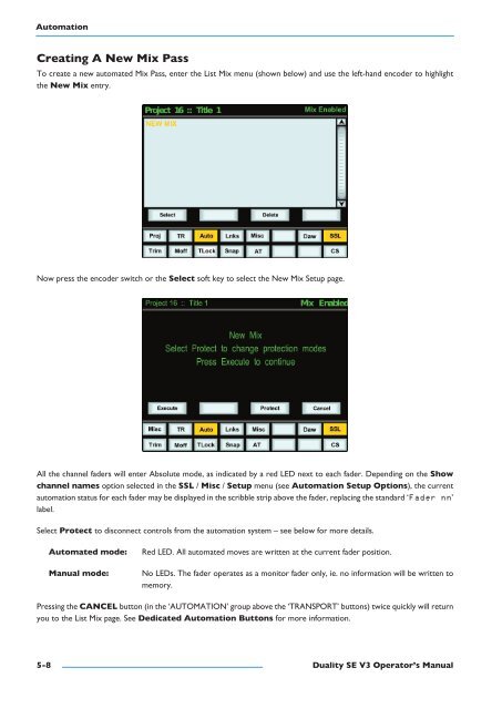 Duality SE Operator's Manual - Solid State Logic