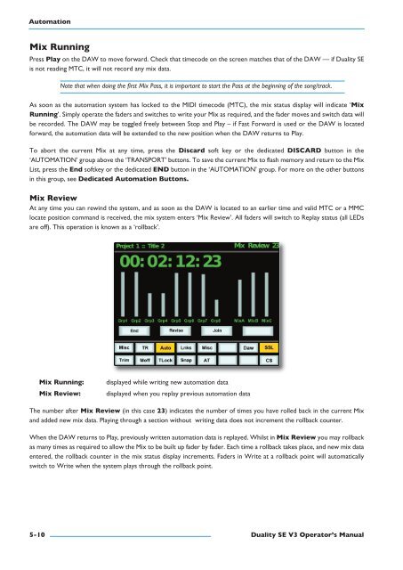 Duality SE Operator's Manual - Solid State Logic