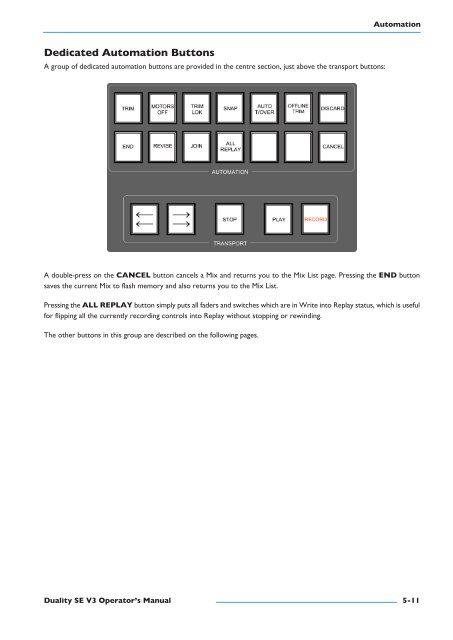 Duality SE Operator's Manual - Solid State Logic