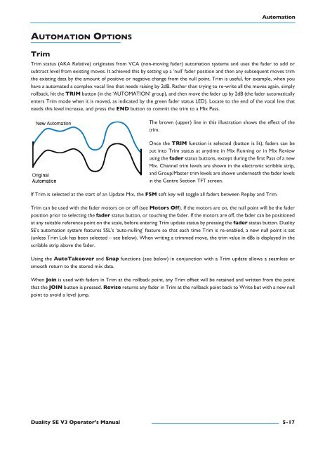 Duality SE Operator's Manual - Solid State Logic