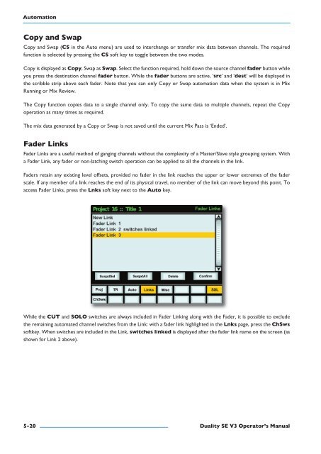 Duality SE Operator's Manual - Solid State Logic