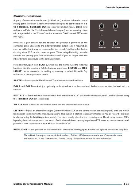 Duality SE Operator's Manual - Solid State Logic