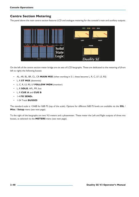 Duality SE Operator's Manual - Solid State Logic