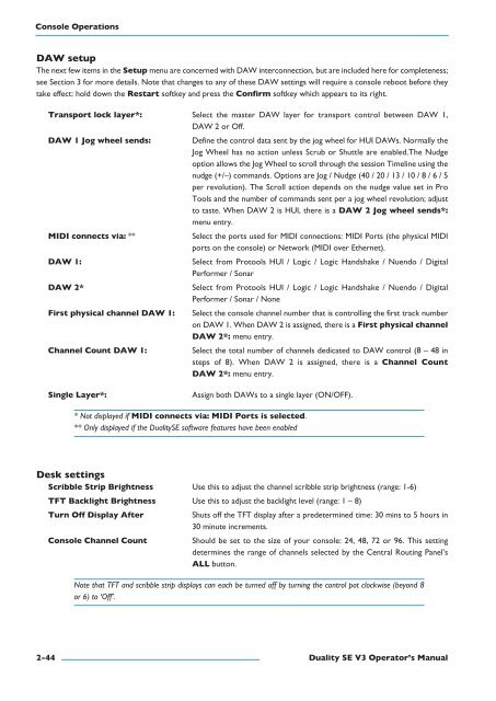 Duality SE Operator's Manual - Solid State Logic