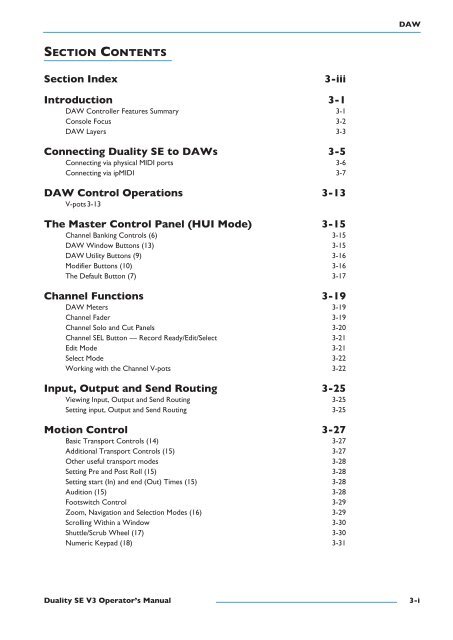 Duality SE Operator's Manual - Solid State Logic