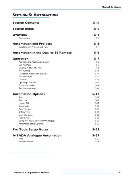 Duality SE Operator's Manual - Solid State Logic