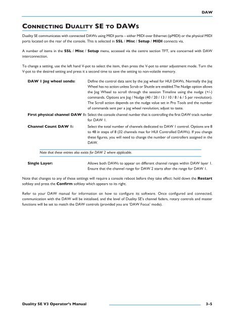 Duality SE Operator's Manual - Solid State Logic