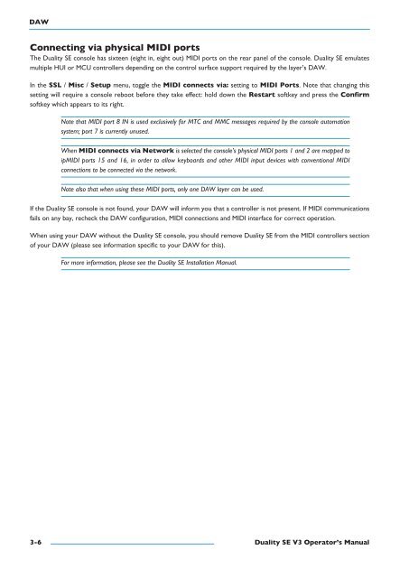 Duality SE Operator's Manual - Solid State Logic