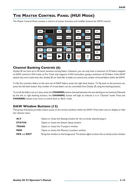 Duality SE Operator's Manual - Solid State Logic