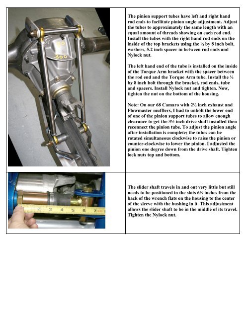 1967-1969 Camaro Rear Torque Arm Install Sheet - Total Cost ...