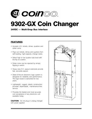 9302-GX Coin Changer Installation Instructions - (Coinco) Europe