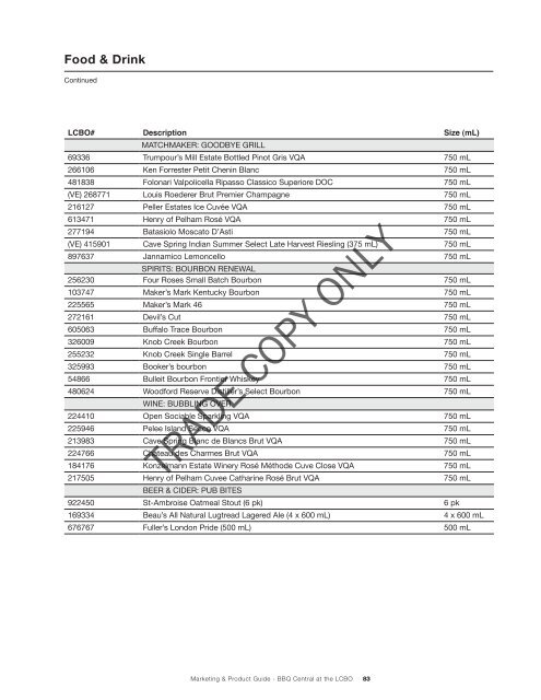 Marketing & Product Guide P6: BBQ Central At the LCBO August 19