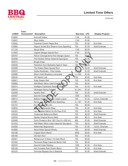 Marketing & Product Guide P6: BBQ Central At the LCBO August 19