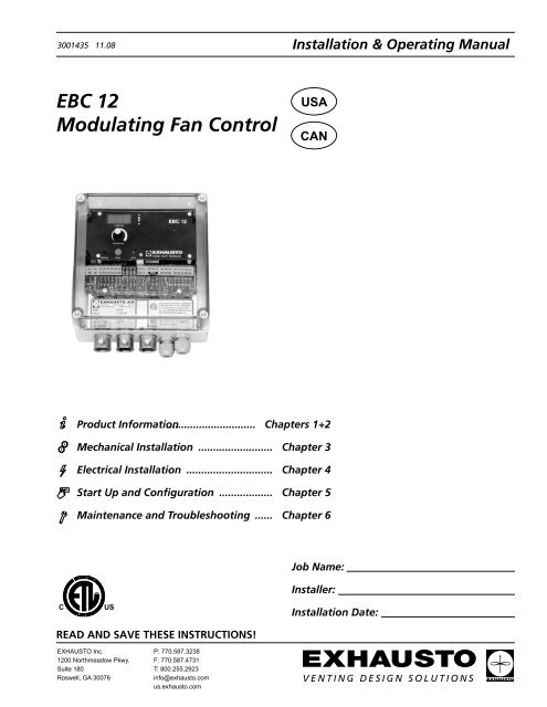 EBC 12 Modulating Fan Control - Enervex