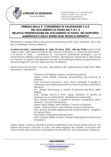 VERBALE CONFERENZA FINALE - Comune di Sedriano