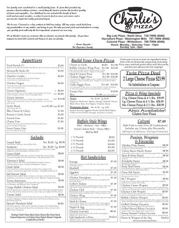 Menu - Charlie's Pizza