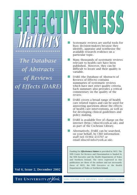 Effectiveness Matters 6(2) - DARE - University of York