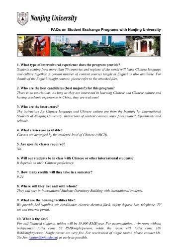 FAQs on Student Exchange Programs with Nanjing University 1 ...