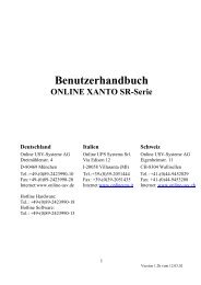 Bedienungsanleitung XANTO SR - ONLINE USV-Systeme