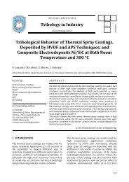 Tribological Behavior of Thermal Spray Coatings, Deposited by ...