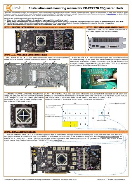 Installation and mounting manual for EK-FC7970 CSQ ... - EKWB
