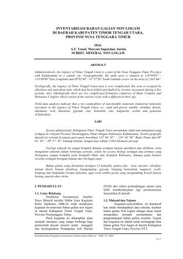 inventarisasi bahan galian non logam di daerah kabupaten timor ...