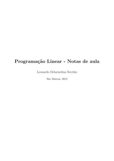 ProgramaÃ§Ëao Linear - Notas de aula - CEUNES