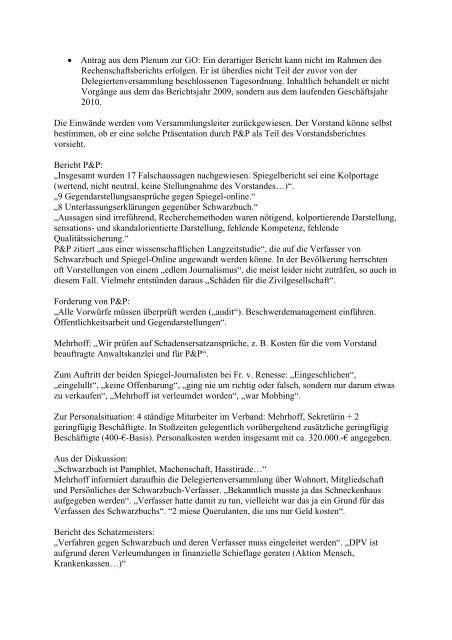 Gedächtnisprotokoll der dPV-Bundesdelegiertenkonferenz 2010 in ...