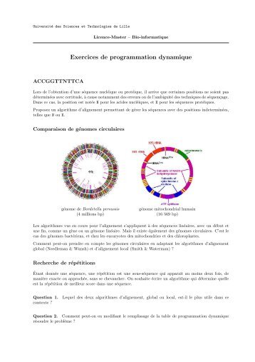 Exercices de programmation dynamique - LIFL