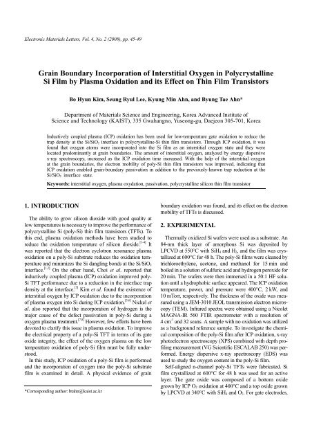 Grain Boundary Incorporation of Interstitial Oxygen in Polycrystalline ...