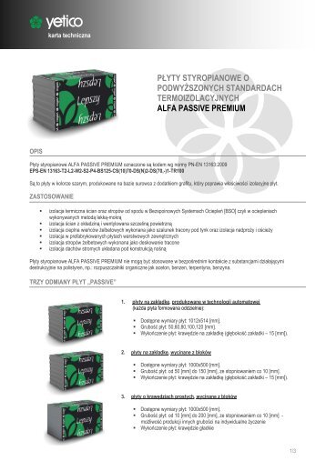 PÅyty styropianowe ALFA PASSIVE PREMIUM - Yetico