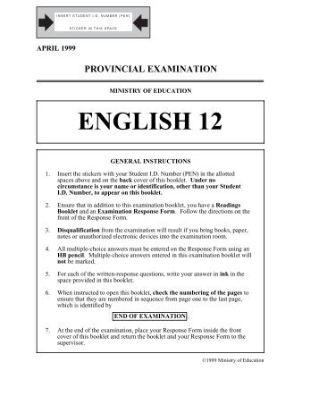english 12 readings booklet - QuestionBank.CA