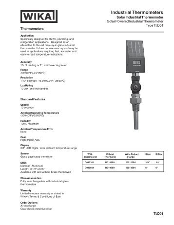 Solar Industrial Thermometers (TI.D01) - Buck Sales Inc