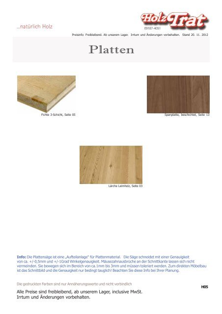 12 Platten Stand 30 11 05 - Holz-TRAT Ideen in Holz