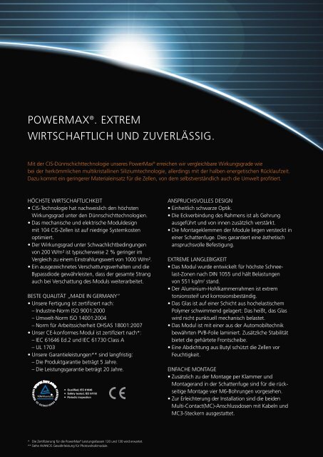 POWERMAXÂ®. PHOTOVOLTAIK DER PREMIUMKLASSE. - SAT Solar