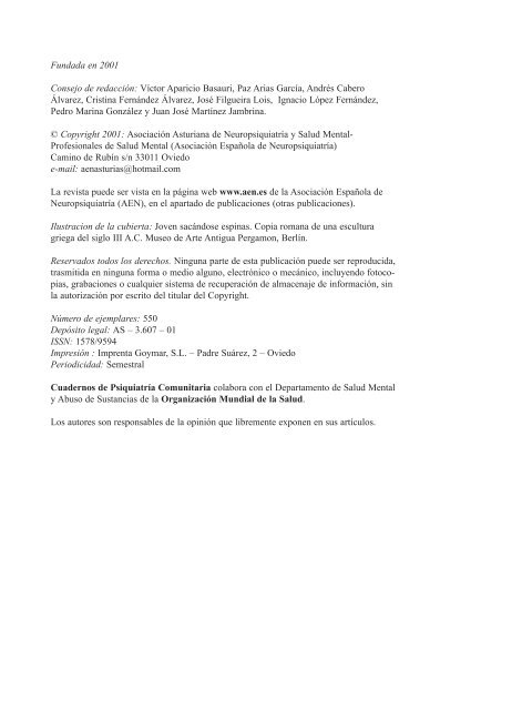 Vol 7. Nº 1. 2007 - Asociación Española de Neuropsiquiatría