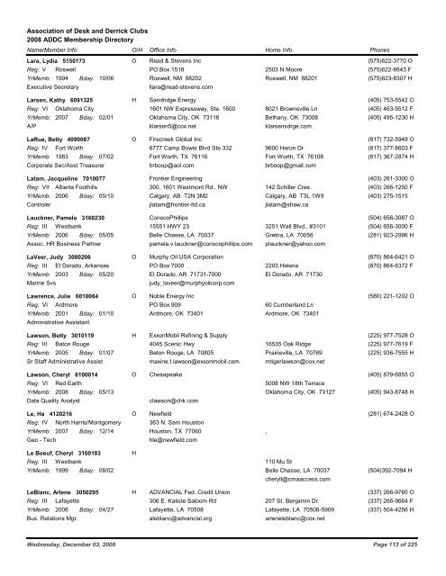 2008 ADDC Membership Directory Association of Desk and Derrick ...