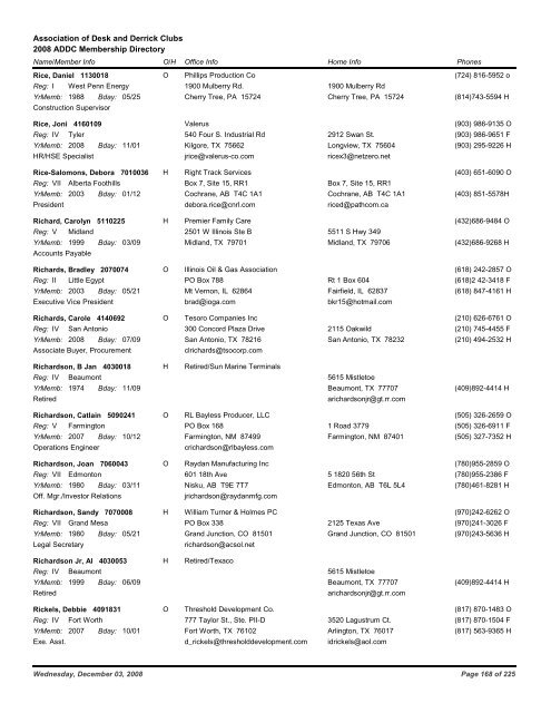2008 ADDC Membership Directory Association of Desk and Derrick ...