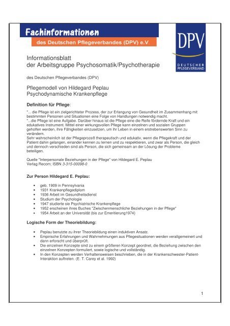 Informationsblatt der Arbeitsgruppe Psychosomatik ... - DPV