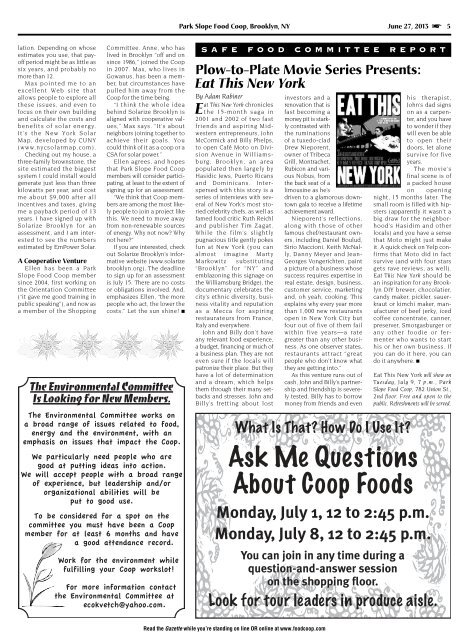 June 27th, 2013 : Volume HH, Number 13 - Park Slope Food Coop