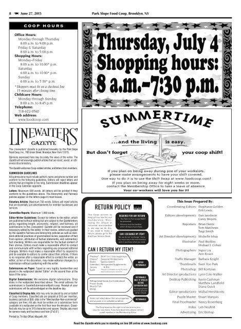 June 27th, 2013 : Volume HH, Number 13 - Park Slope Food Coop