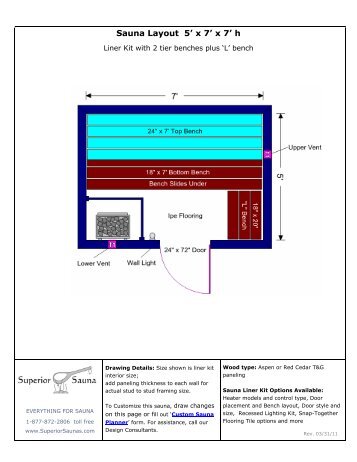 7' x 7' CUSTOM SAUNA LAYOUT - Superior Sauna & Steam