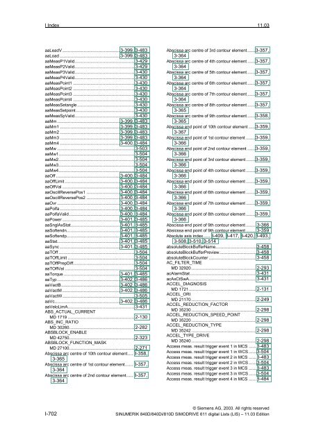 Lists 11/2003 Edition