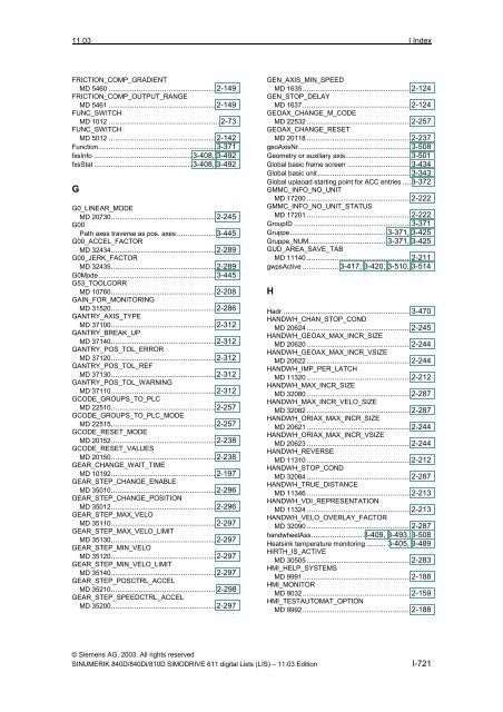 Lists 11/2003 Edition