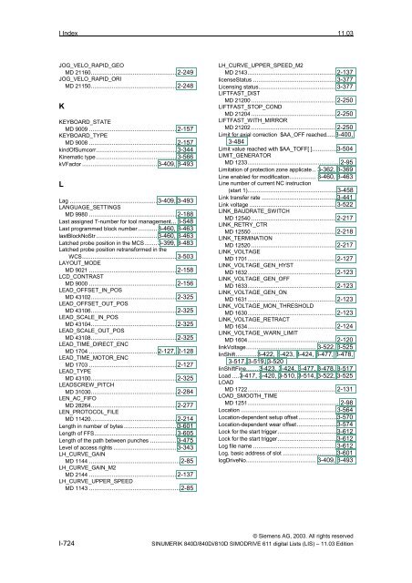 Lists 11/2003 Edition