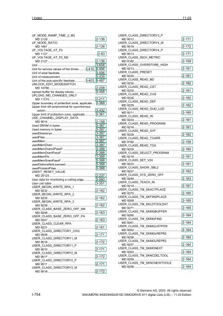 Lists 11/2003 Edition