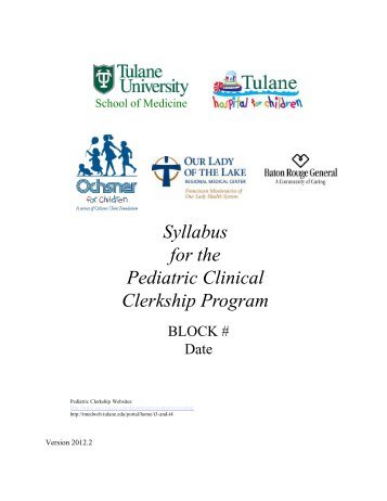 08112012 orientation syllabus - 12 0810rev.pdf - TMedWeb - Tulane ...