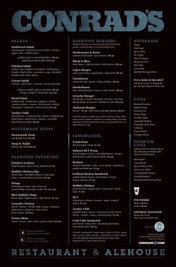 Download a PDF of our printed menu. - CONRAD'S Restaurant ...